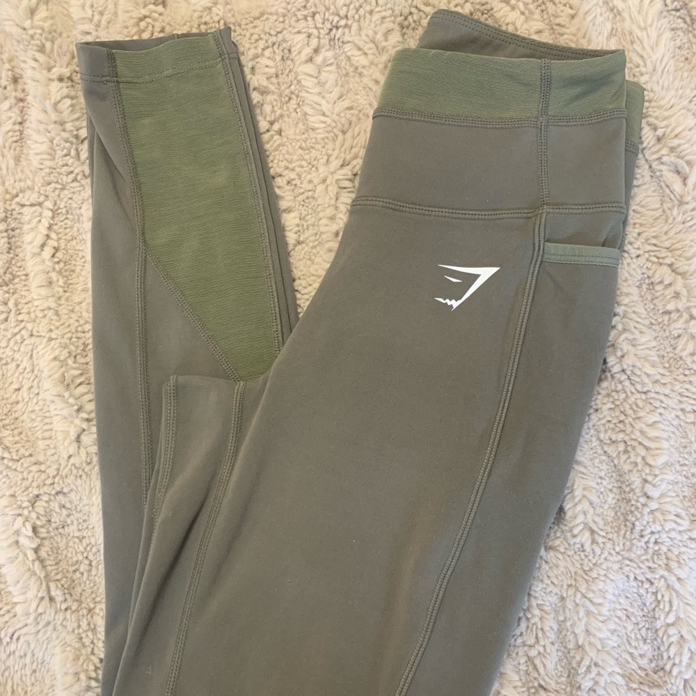 XS Gymshark Olive Green Workout Leggings